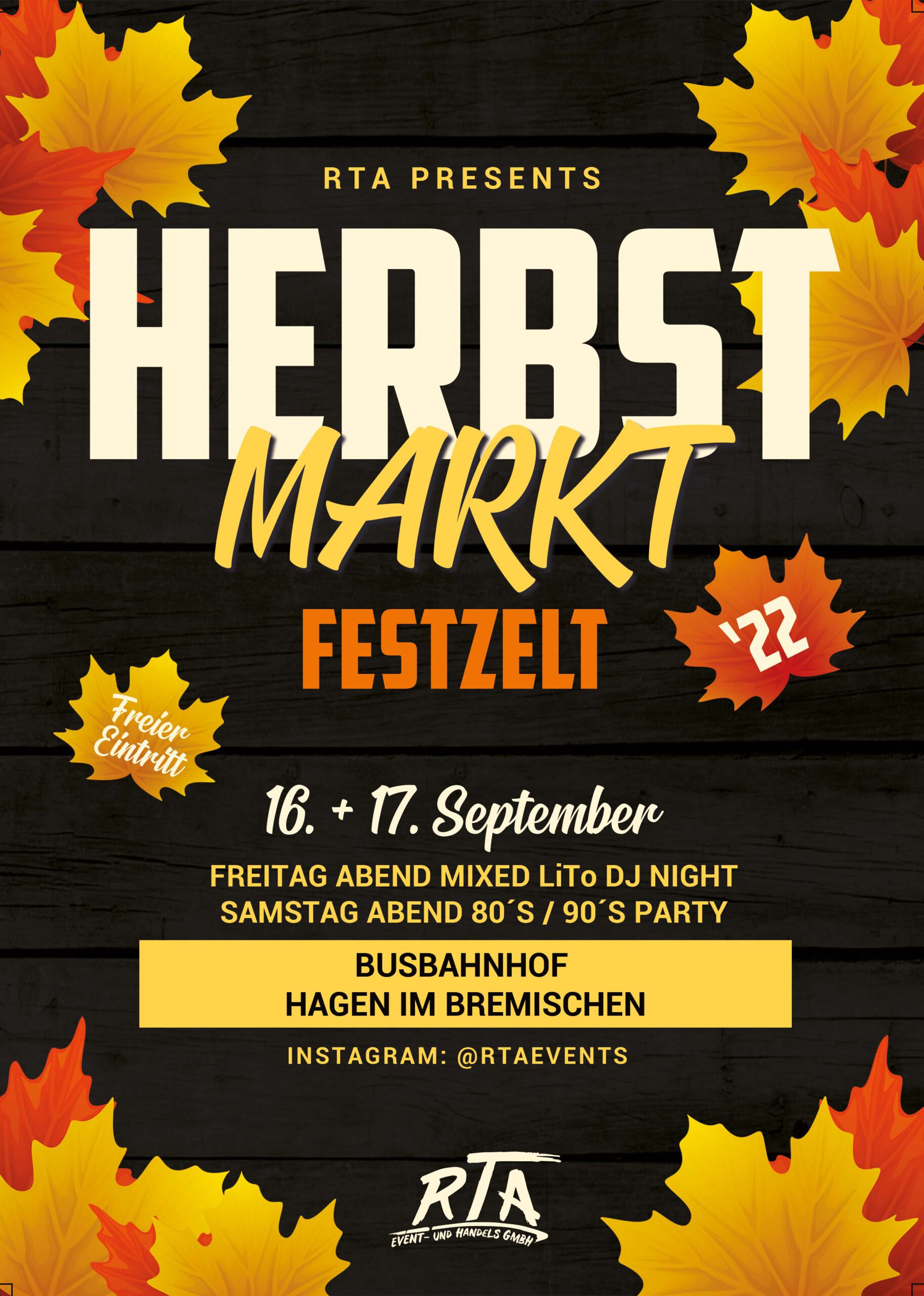 Flyer Hagener Herbstmarkt Festzelt